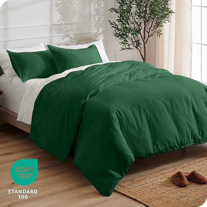 Bare Home Bedding Duvet Cover Extra Long Size - Premium 1800 Super Soft Collection - Lightweight, Cooling - Soft Breathable Bedding Duvet Cover (Twin/Twin XL, Forest Green)