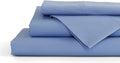 Linen Home 100% Cotton Percale Sheet Set, Twin Size, Baby Blue, Deep Pocket, 4 Pieces Set - 1 Flat, 1 Deep Pocket Fitted Sheet and 2 Pillowcases, Crisp Cool and Strong Bed Linen