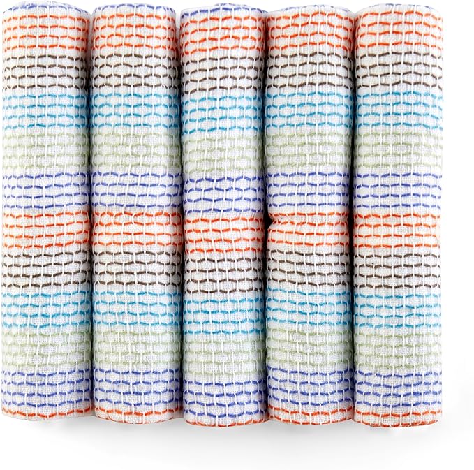 Full Circle Tidy 100% Organic Cotton Dish Cloths, Set of 5, Multicolored