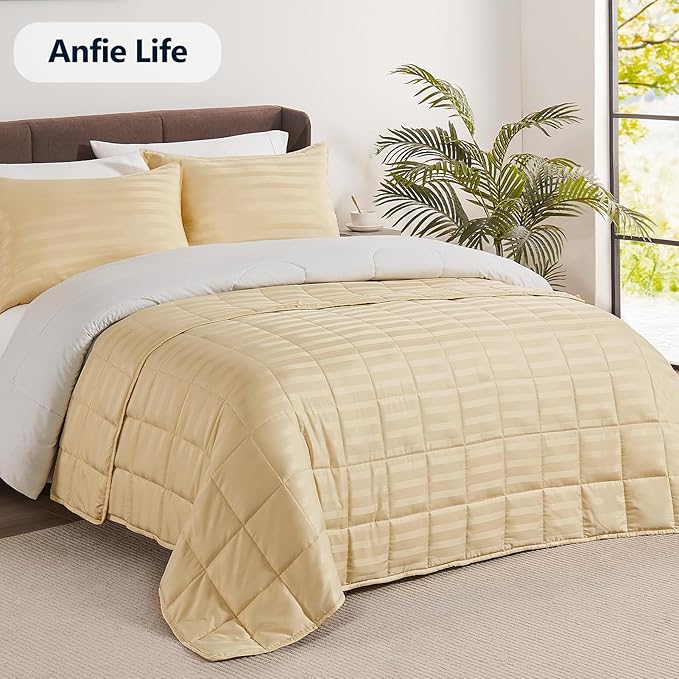 Weighted Blanket Queen Size (60"x80" 17lbs),Ultra Soft and Cozy Cooling Weighted Blanket Queen Size for Adult,Heavy Blanket with Machine Washable Soft Blanket, Beige