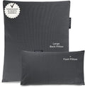 BADESOFA® Luxury Bath Pillow Set 2-Piece – Large Back Pillow & Foot Pillow for Tub – Spa-Grade Comfort for Head, Neck, Back & Feet – Quick Drying Bathtub Cushion Set in Charcoal