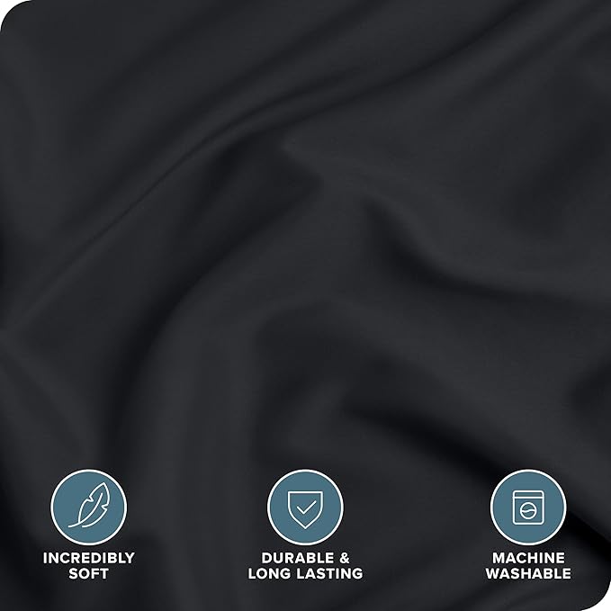 Bare Home Bedding Duvet Cover Full Size - Premium 1800 Super Soft Collection - Lightweight, Cooling Duvet Cover - Soft Breathable Bedding (Full, Black)