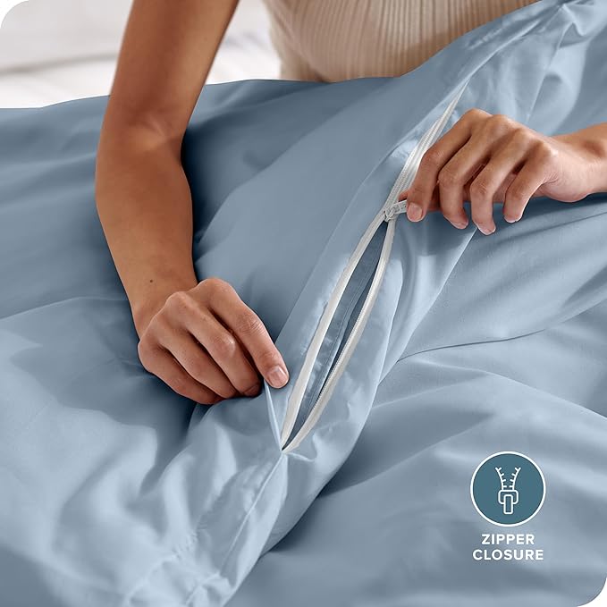Bare Home Bedding Duvet Cover Extra Long Size - Premium 1800 Super Soft Collection - Lightweight, Cooling - Soft Breathable Bedding Duvet Cover (Twin/Twin XL, Dusty Blue)