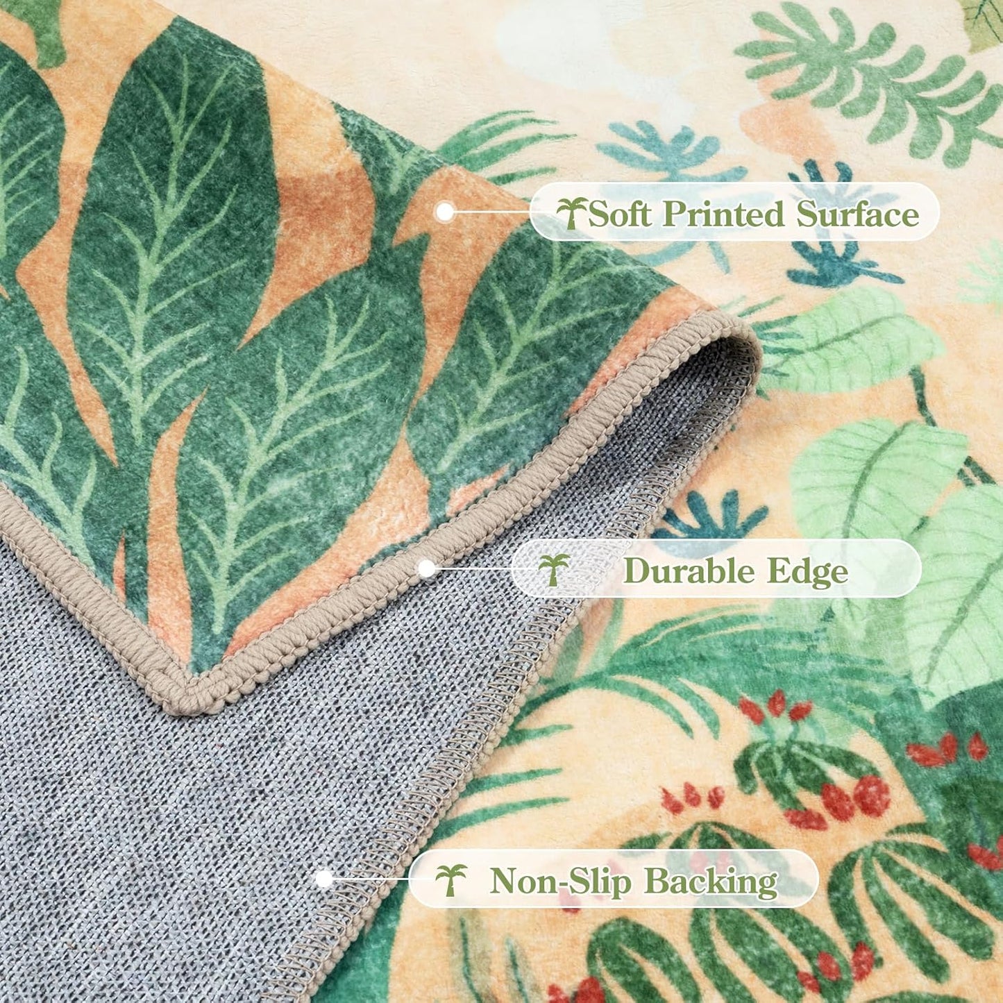 LIVEBOX Boho 8x10 Area Rugs for Living Room, Washable Soft Jungle Animal Print Rug for Bedroom, Farmhouse Non Slip Rug Floor Carpet, Forest Dining Room Rugs for Under Table