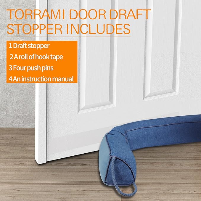 TORRAMI 36" Door Draft Stopper Under Bottom Insulation Noise Air Stopper 2.1LB,Draft Guard Seal for Doors and Windows - Blue Triangle