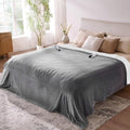 Heated Electric Blanket King- Super Soft Heating Blanket, Dual Control & 9 Heat Settings, 10 Hours Auto Off, Soft Flannel to Sherpa, Fast Heating Electric Throw, Machine Washable, 90 x 100''- Grey