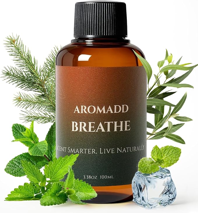 AROMADD Breathe Diffuser Oil 3.38 Fl Oz (100ml), Light Aroma Diffuser & Hotel Fragrance Diffuser Oil, Essential Oil Ideal for Anyone Who Loves a Fresh Scent Without Heavy Fragrance