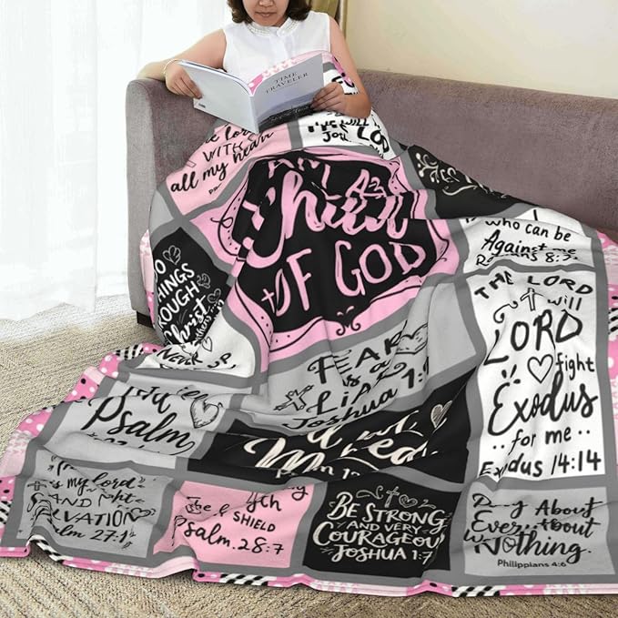 Christian Gift for Women, Inspirational Throw Blanket for Couch, Soft Lightweight Flannel Blanket, 40"x 50" Thoughts and Prayers Blankets for Bedroom Sofa Living Room Decoration