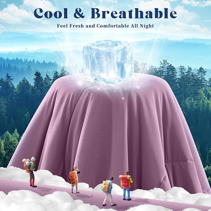 Cooling Comforter King Size, Double-Sided Cooling Blanket for Hot Sleepers & Night Sweats, Arc-Chill Q-Max > 0.4 Breathable Ice Blanket, Lightweight Cold Comforter (108''x90'', Muted Pink)