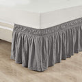 Lush Decor Ruched Ruffle Elastic Easy Wrap Around Bed Skirt Single Twin/Twin XL/Full Dark Gray - Twin Bed Skirt - Dust Ruffle - Gray Bedskirts