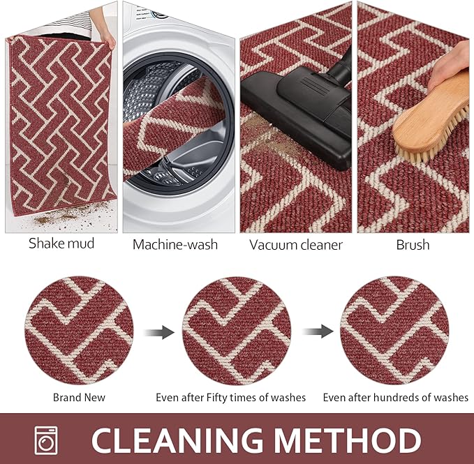 hicorfe Indoor Doormat,Front Back Door Mat Rubber Backing Non Slip Door Mats 47"x71" Absorbent Resist Dirt Entrance Doormat Inside Floor Mats for Entryway Washable Low-Profile