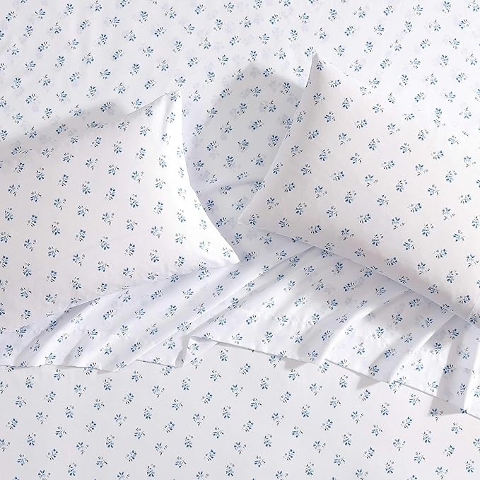 Wrangler - Queen Bed Sheets, Ultra-Soft & Lightweight Bedding with Matching Pillowcases, Lightweight Bed Set for All Season Comfort, Oeko-Tex Certified (Sketchy Ditsy Blue)