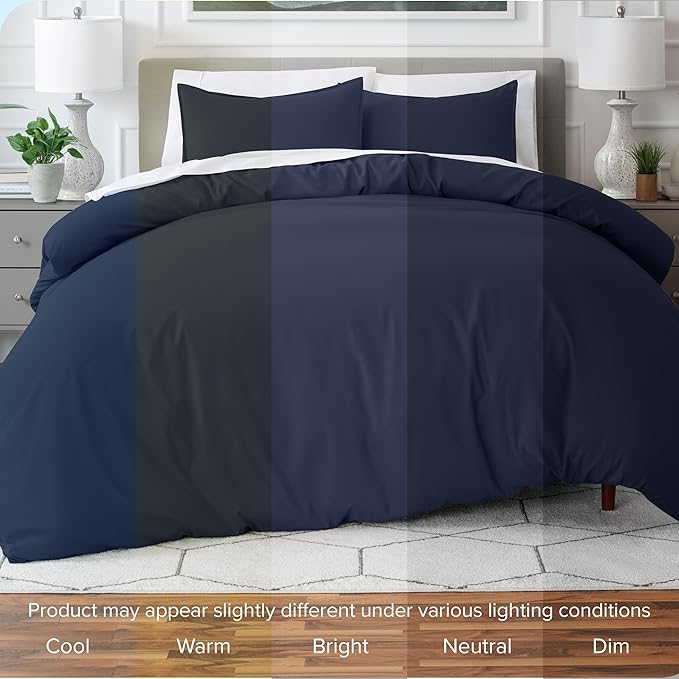 Bare Home Bedding Duvet Cover Queen Size - Premium 1800 Super Soft Collection - Lightweight, Cooling - Soft Breathable Bedding Duvet Cover (Queen, Midnight Blue)