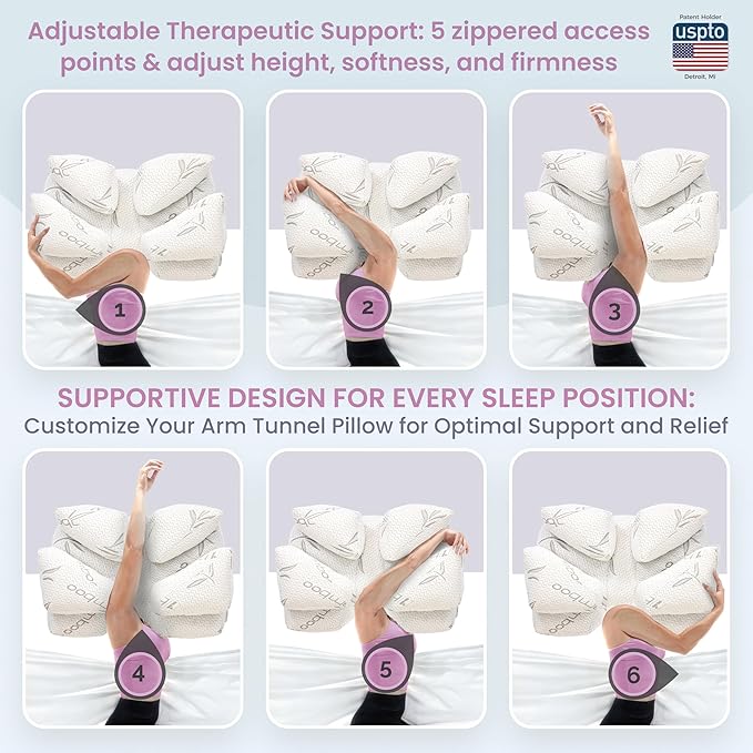 Wife Pillow the Side Sleeper Pillow with Arm Hole for Shoulder Pain - Arm Tunnel Pillow for Side Sleepers, Shoulder Relief & Neck Support Comfort Sleep Pillow for Adults - Cooling Shredded Memory Foam