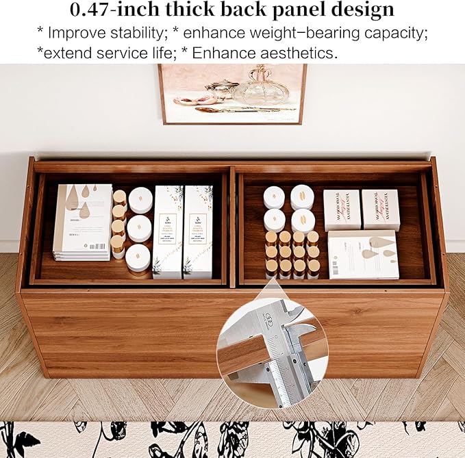 6 Drawer Dresser,47" Wide Mid Century Chest of Drawers,Wooden Bedroom Drawer Dresser with 6 Storage Drawers for Bedroom,Living Room,with Anti-Tipping Device,Dark Walnut