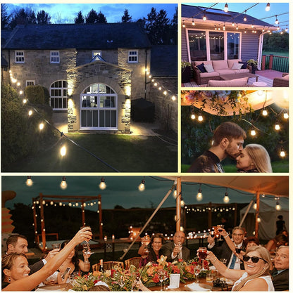 1-Pack 150 ft Outdoor String Lights with Remote Patio Lights Weatherproof, 45+3 Spare S14 Shatterproof Warm 2200K Bulbs, 3 Lighting Modes&Dimmable&Timer