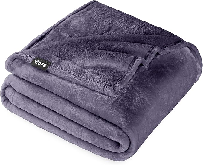 Bare Home Fleece Blanket - Throw/Travel - Ultra-Soft Lightweight for Bed, Sofa, and Couch - Luxury Microplush - Cozy Warm Blanket (Throw/Travel, Dusty Purple)