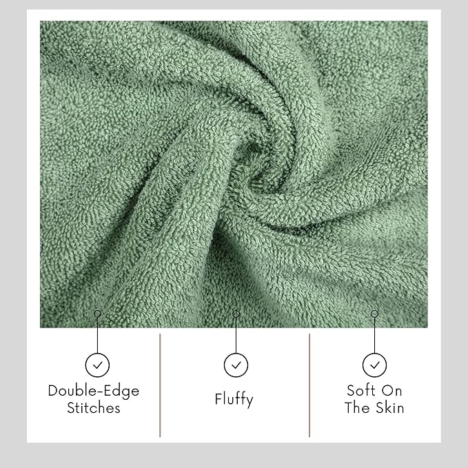 Personalized Towels - Customized Turkish Cotton Towel Set, Monogrammed Towels with Initials, Name & Embroidery, Idea (Green, 6 Piece Towel Set)