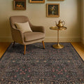 Washable Dark Taupe Brown 4x6 Area Rugs for Living Room, Bedroom Beside Rug, Kitchen, Mudroom, Non-Slip Low Pile Ultra Soft Stain Resistant, Small Vintage Green Botanical Floral Carpet