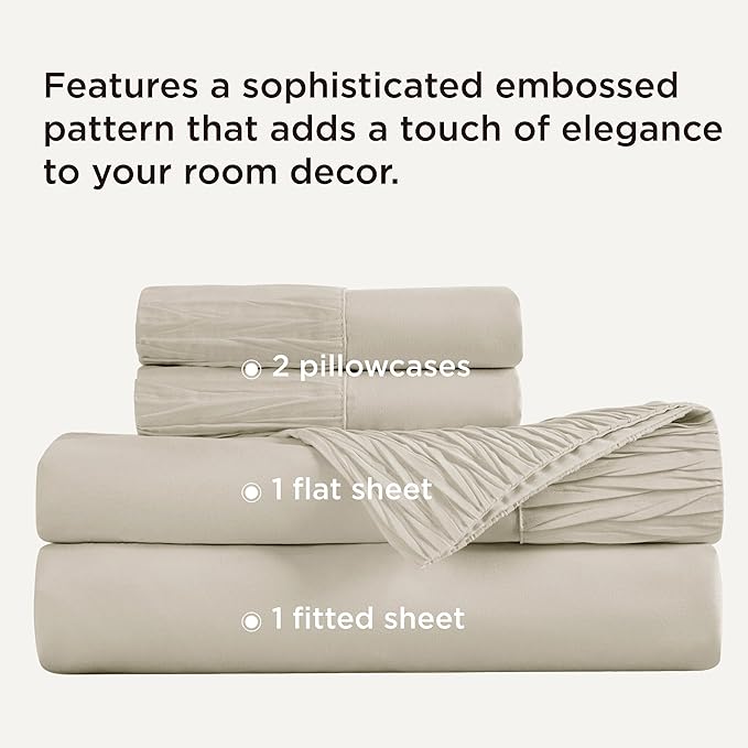 Bedsure Queen Sheet Set - 4 Pieces Soft Queen Size Sheets - Breathable & Cooling - Hotel Luxury - Easy Care Polyester Microfiber Bedding for Women, Men, Linen