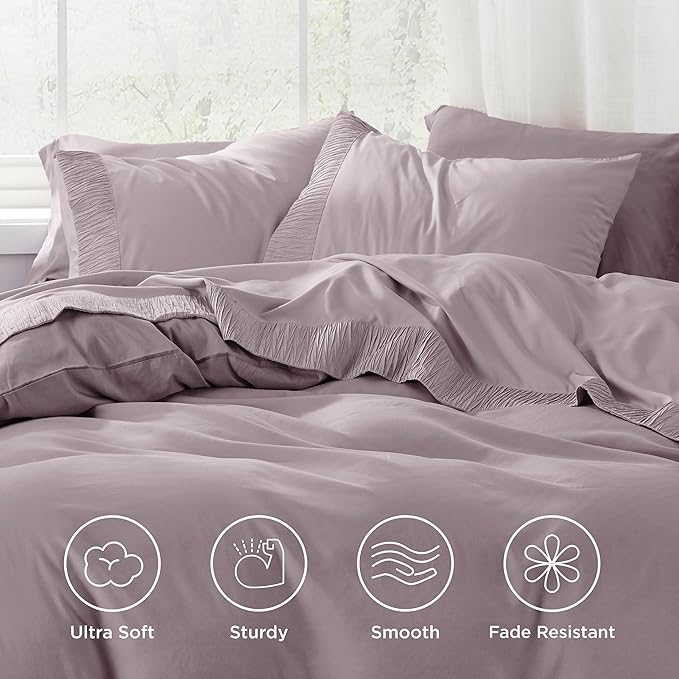 Bedsure Queen Sheet Set - 4 Pieces Soft Queen Size Sheets - Breathable & Cooling - Hotel Luxury - Easy Care Polyester Microfiber Bedding for Women, Men, Pink Mocha
