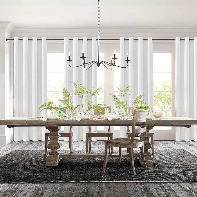 ChrisDowa 100% Blackout Pure White Solid Curtains 102 Inches Long 2 Panels for Bedroom Living Room,Farmhouse Room Darkening Thermal Insulated Soundproof Grommet Top Window Treatment Drapes,52x102