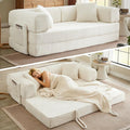 Boneless Couch Folding Couches for Living Room Sofa, Futon Sofa Bed with Sleeper Sofa, Futon Couch with Fixed-Shape Oversized Corduroy Upholstered (White, 81 Inches)