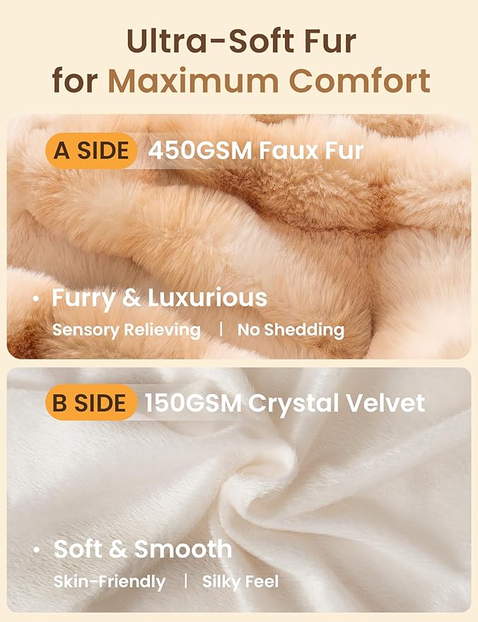 ZonLi Bubble Plush Body Pillow,Fluffy Faux Rabbit Fur Body Pillow for Adults,Long Pillow for Sleeping with Removable Pillowcase and Zipper Closure,Adjustable Filling Memory Foam（Light tan）