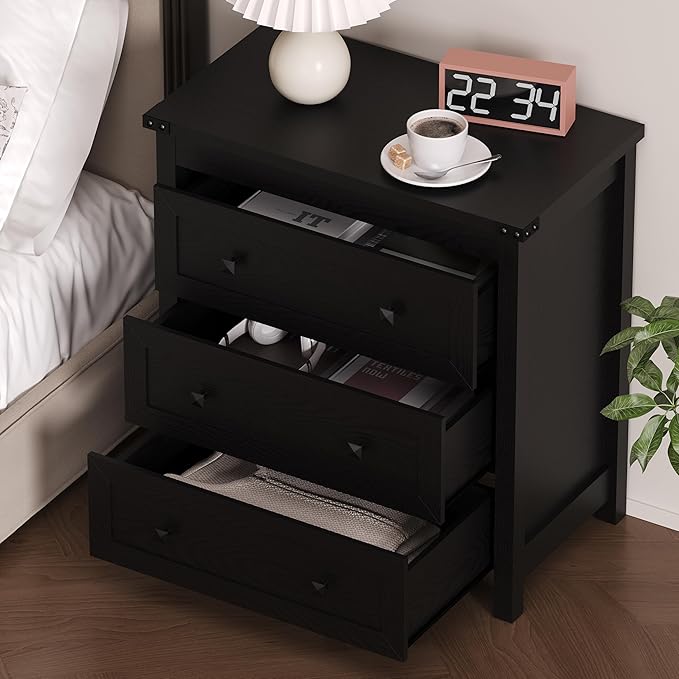 3-Drawer Dresser, Small Wooden Chest of Drawers with Metal Knobs, Water-Resistant Top, Storage Organizer with Anti-Tip Kit for Bedroom, Nursery, Living Room