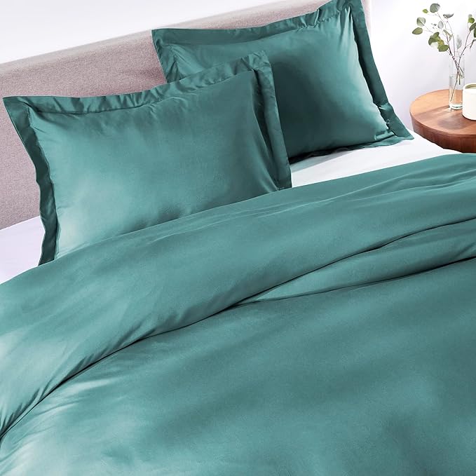 PeachSkinSheets 1500tc Level of Softness Soft Cooling Duvet Cover Set | Queen/Full Size - The Real Teal