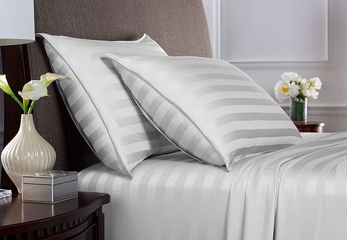 Pure Bamboo Twin Sheets, Genuine 100% Organic Viscose Derived from Bamboo Bed Sheet Set, Luxuriously Soft & Cooling, Double Stitching, 2 Year Quality Promise (Twin, Jacquard White)