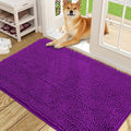 OLANLY Dog Door Mat for Muddy Paws 48x30, Absorbs Moisture and Dirt, Absorbent Non-Slip Washable Doormat, Quick Dry Chenille Mud Mat for Dogs, Entry Indoor Entryway Carpet for Inside Floor, Purple
