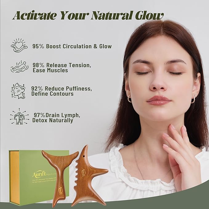 Gua Sha Tool & Acupoint Massage Set– Wood Therapy Massage Tools for Body & Face, Lymphatic Drainage Massager, Jaw Lifting for Relaxation, Deep Tissue Massage & Foot Care, Self Care Gift for Women