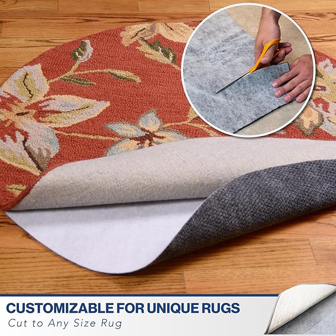 2'6 x 12' Non-Slip Rug Pad, Reversible Gripper, Non Skid Pads for Hardwood, Vinyl, Tile, Laminate Floors, Keep Area Rugs Secure, Natural Materials Safe for Indoor Flooring, ¼” Thick