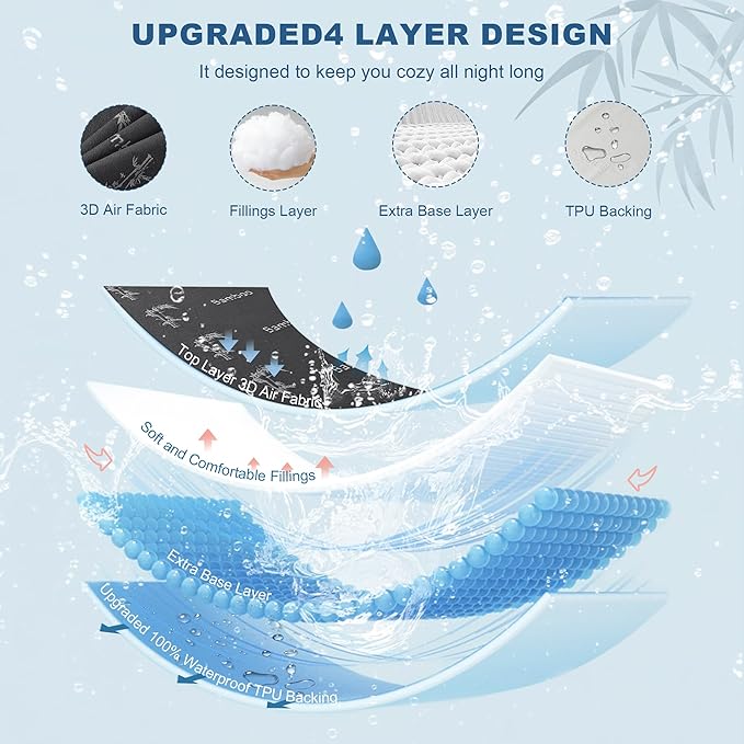 BEDLORE Queen Size Waterproof Mattress Protector Viscose Derived from Bamboo, Soft Mattress Cover Fitted with Deep Pocket 6"-18", Breathable & Cooling Noiseless Mattress Pad, Machine Washable(Gray)