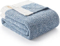 Snuggle Sac Heather Blue Throw Blanket for Couch, Oversized Throw XL Super Soft Warm Blankets Cozy Knit Fuzzy Lightweight Throws for Sofa, Bed, Camping, Picnic, Heather Blue, 50x70 inches