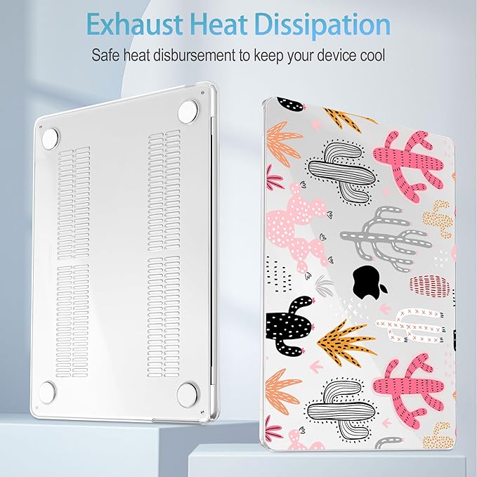 Mektron for 2025 M4 MacBook Air 13.6 Inch A3240 Case Fits 2023 A2681 M2 2024 A3113 M3 Chip with Liquid Retina Display Touch ID, Printed Plastic Hard Shell Cover for MacBook Air 13.6", Colorful Cacti