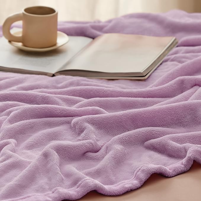 Bedsure GentleSoft Fleece Throw XL Blanket Light Purple - 300GSM Soft Lightweight Plush Cozy Blankets for Bed, Sofa, Couch, Travel, Camping, 50x70 inches
