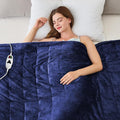 CYMULA Heated Weighted Blanket for Adults, Weighted Heated Blanket 50" x 60", 13lbs Sherpa Fleece Weighted Electric Blanket Soft Heating Blanket with 10 Heating Levels & 1-8 Hours Auto Off, Navy
