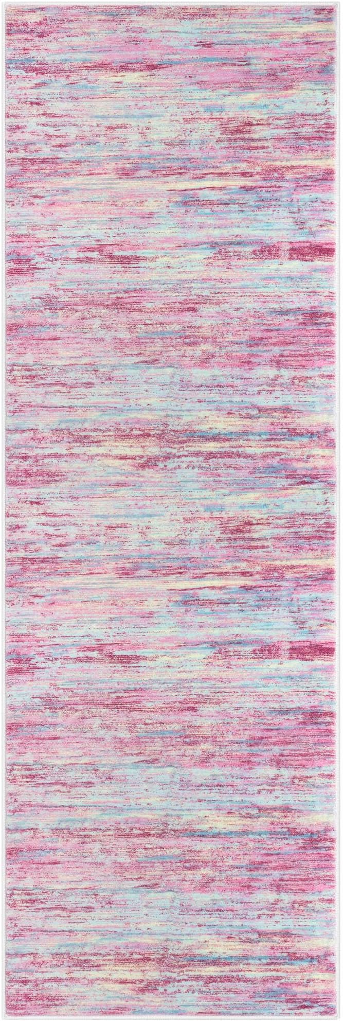 2x6 Modern Abstract Runner Rug for Hallways, Pink Colorful Super Soft Hallway Decor Kitchen Rugs with Non-Slip, Non-Shedding Washable Rug for Entryway Bedroom Indoor