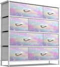 Sorbus Dresser with 8 Drawers - Furniture Storage Chest for Kid’s, Teens, Bedroom, Nursery, Playroom, Clothes, Toys - Steel Frame, Wood Top, Fabric Bins (Tie-dye)
