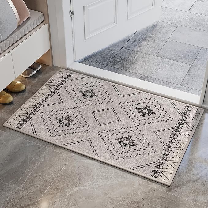 Indoor Door Mat 20"x31",Beige Door Mats Indoor Entrance Dirt Resistant & Absorbent, Non-Slip Rubber Backing Front Door Mats,Washable Low-Profile Doormat for Entryway, Inside Home Entrance