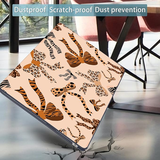 Mektron for 2025 M4 MacBook Air 13.6 Inch A3240 Case Fits 2023 A2681 M2 2024 A3113 M3 Chip with Liquid Retina Display Touch ID, Printed Plastic Hard Shell Cover for MacBook Air 13.6", Leopard Bows