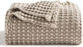 Bedsure Cooling Cotton Waffle King Size Blanket - Lightweight Breathable Summer Blanket of Rayon Derived from Bamboo for Hot Sleepers, Luxury Throws for Bed, Couch and Sofa, Taupe, 104x90 Inches