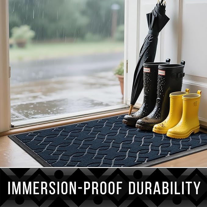 Yimobra Large Door Mat 47x32, All-Season Waterproof Doormat Outdoor Entrance, Heavy Duty Non-Slip Outside Door Mat for Garage Patio Proch Entryway Indoor, Easy Clean, Blue
