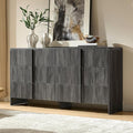 AMERLIFE 63" Fluted 6 Drawer Dresser, Long Modern Chest of Storage Drawers with Pine Handles, Rounded Corners & Anti-Tip Design, Wood Closet Organizer for Bedroom, Living Room, Nursery, Black