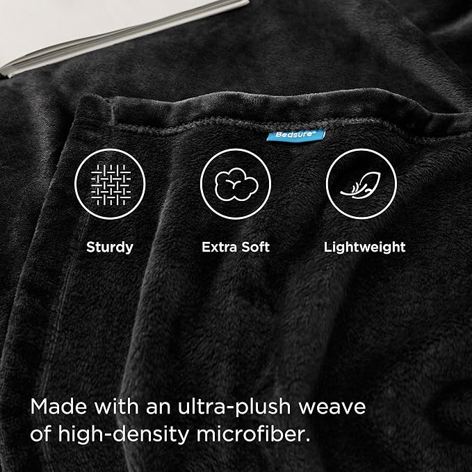Bedsure GentleSoft Fleece Bed Blankets Large Size Black - Soft Lightweight Fuzzy Cozy Luxury Oversized King Blanket Microfiber, Room Home Decor Gifts for Women and Men, 120x120 inches
