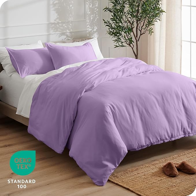 Bare Home Bedding Duvet Cover Queen Size - Premium 1800 Super Soft Duvet Covers Collection - Lightweight & Cooling - Soft Breathable Bedding (Queen, Lavender)