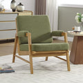 HEAH-YO Modern Accent Chair, Upholstered Boucle Fabric Living Room Chair with Wooden Frame, Comfy Armchair with Thick Cushion for Bedroom Balcony, Green