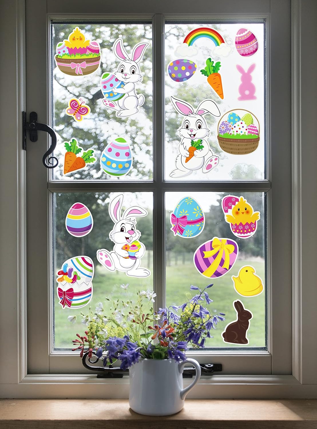 Iconikal 100-Count Easter Window Clings, Static Cling Window Decorations, (5 Sheets of 20)